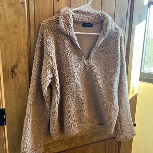 Quarter zip fuzzy pullover